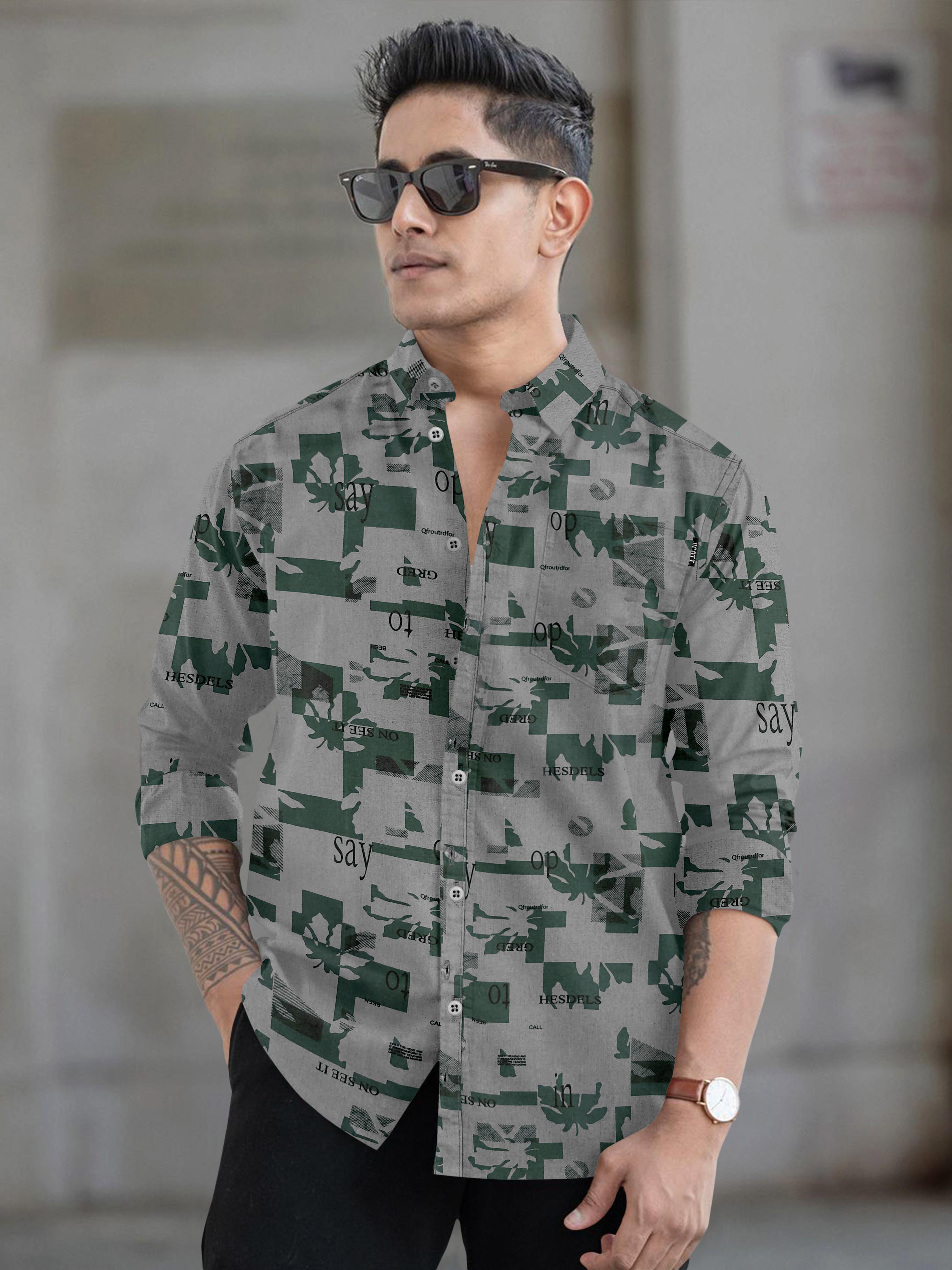 Mens printed full sleeve spread collar casual shirt Mens printed full sleeve spread collar casual shirt