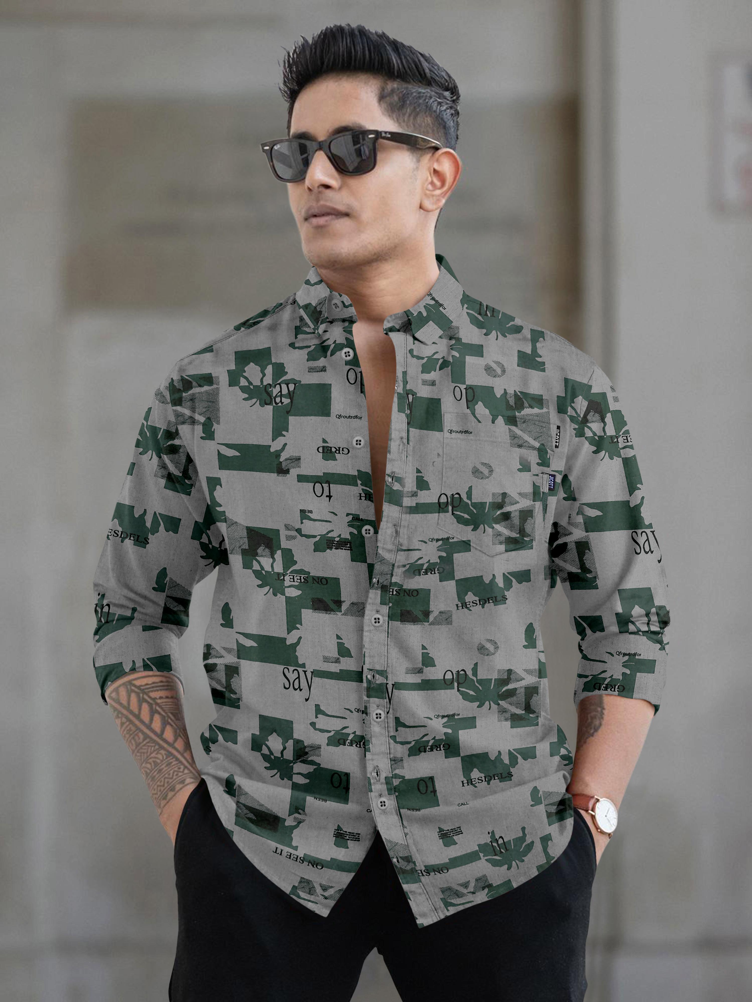 Mens printed full sleeve spread collar casual shirt Mens printed full sleeve spread collar casual shirt