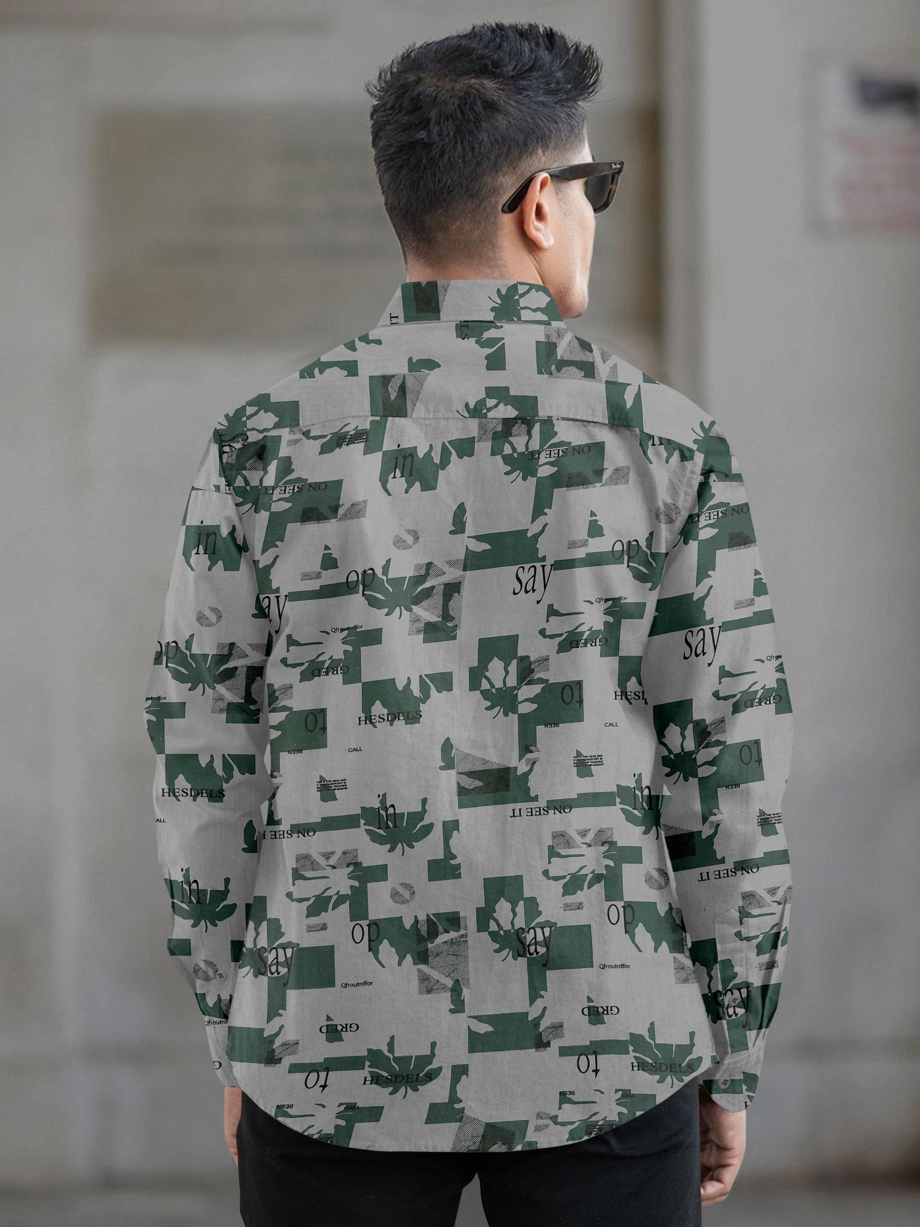 Mens printed full sleeve spread collar casual shirt Mens printed full sleeve spread collar casual shirt