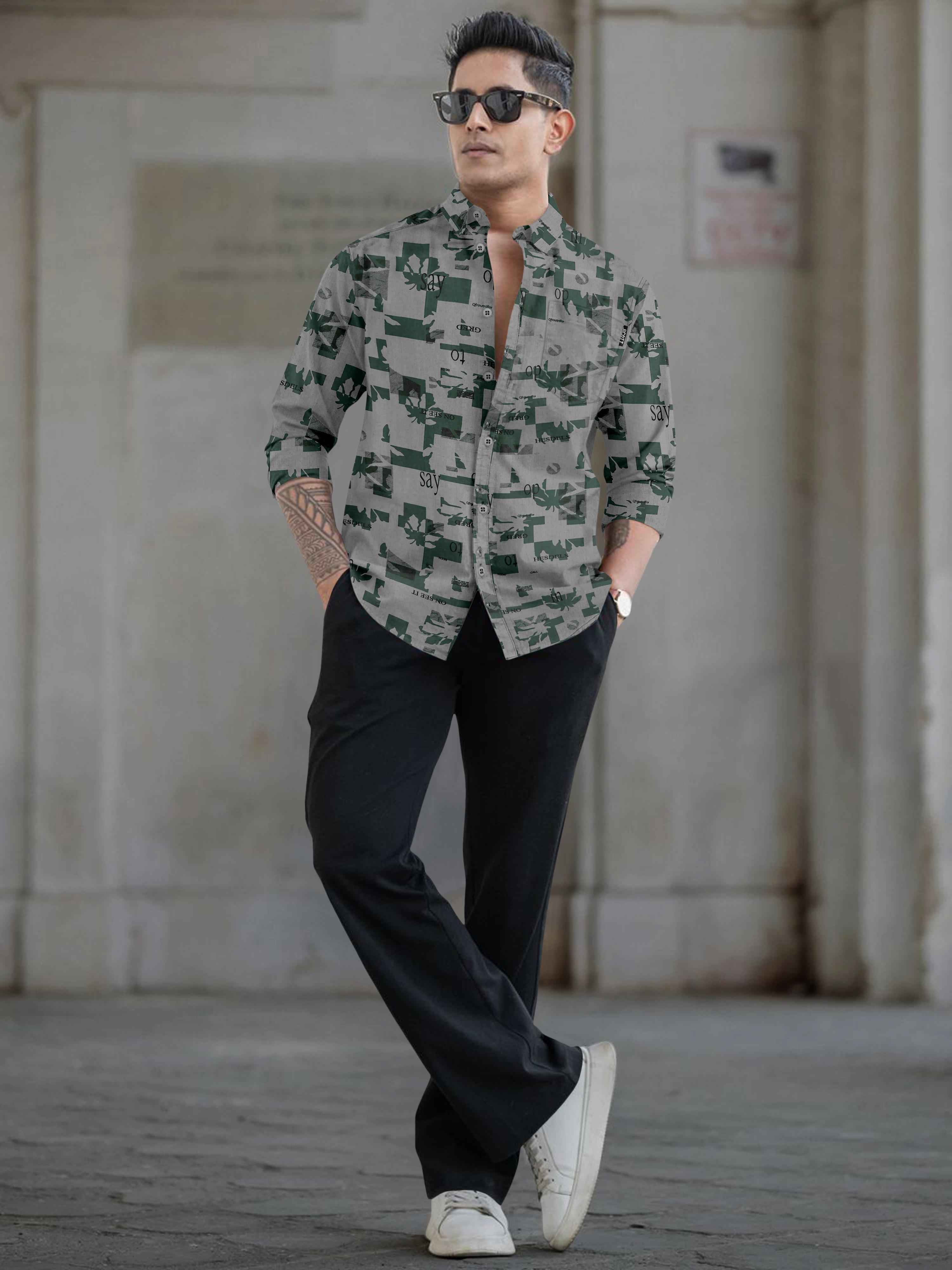 Mens printed full sleeve spread collar casual shirt Mens printed full sleeve spread collar casual shirt
