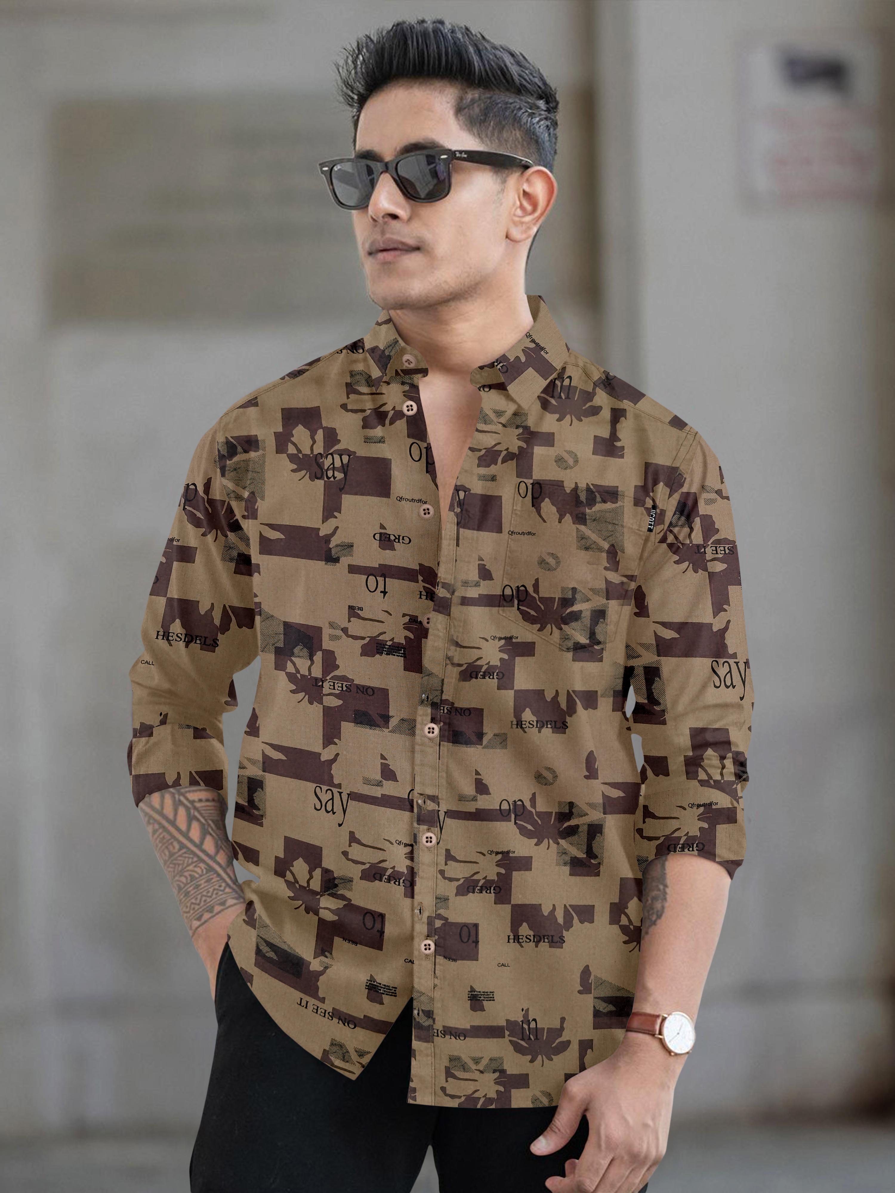 Mens printed full sleeve spread collar casual shirt Mens printed full sleeve spread collar casual shirt