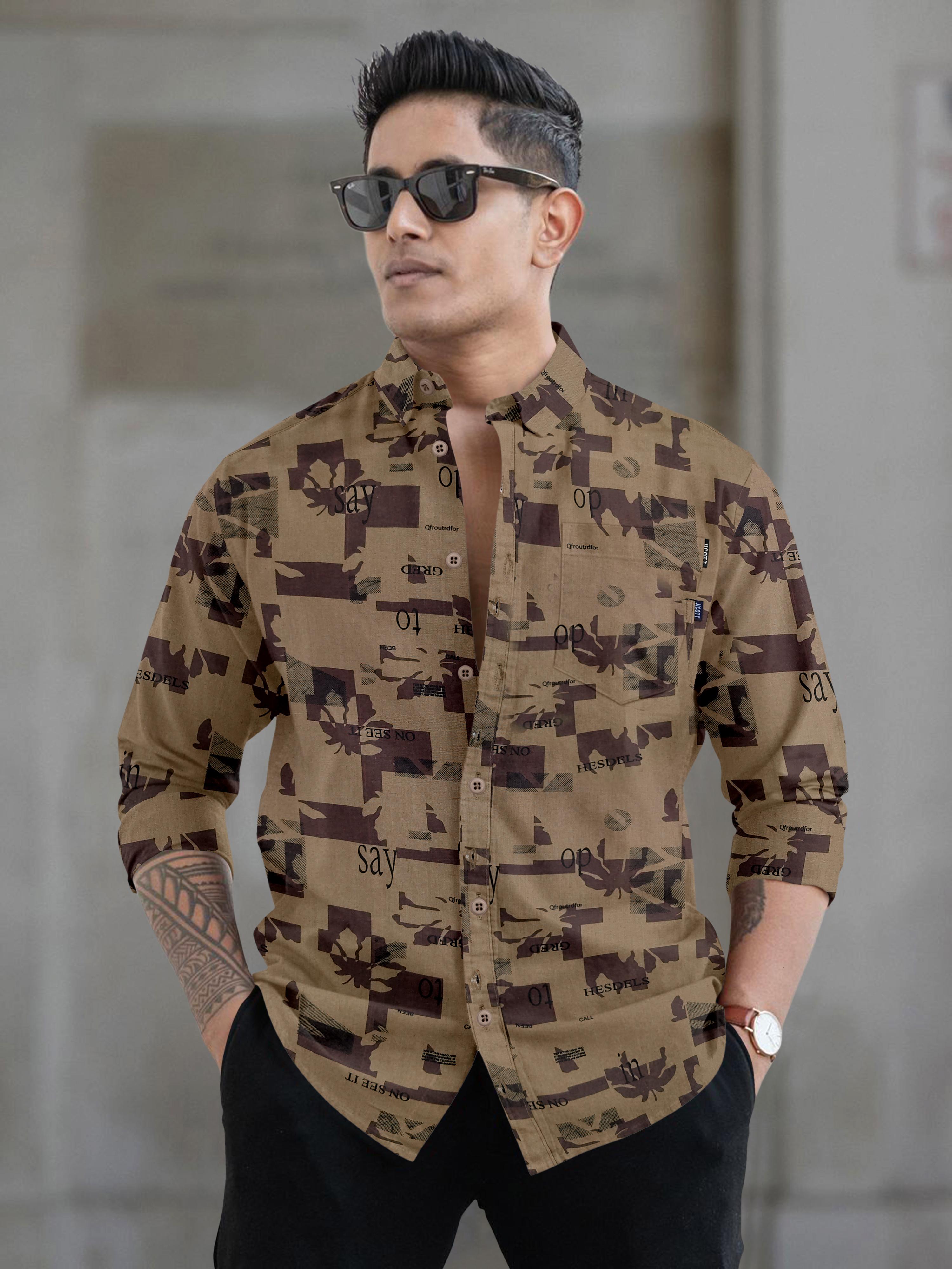 Mens printed full sleeve spread collar casual shirt Mens printed full sleeve spread collar casual shirt