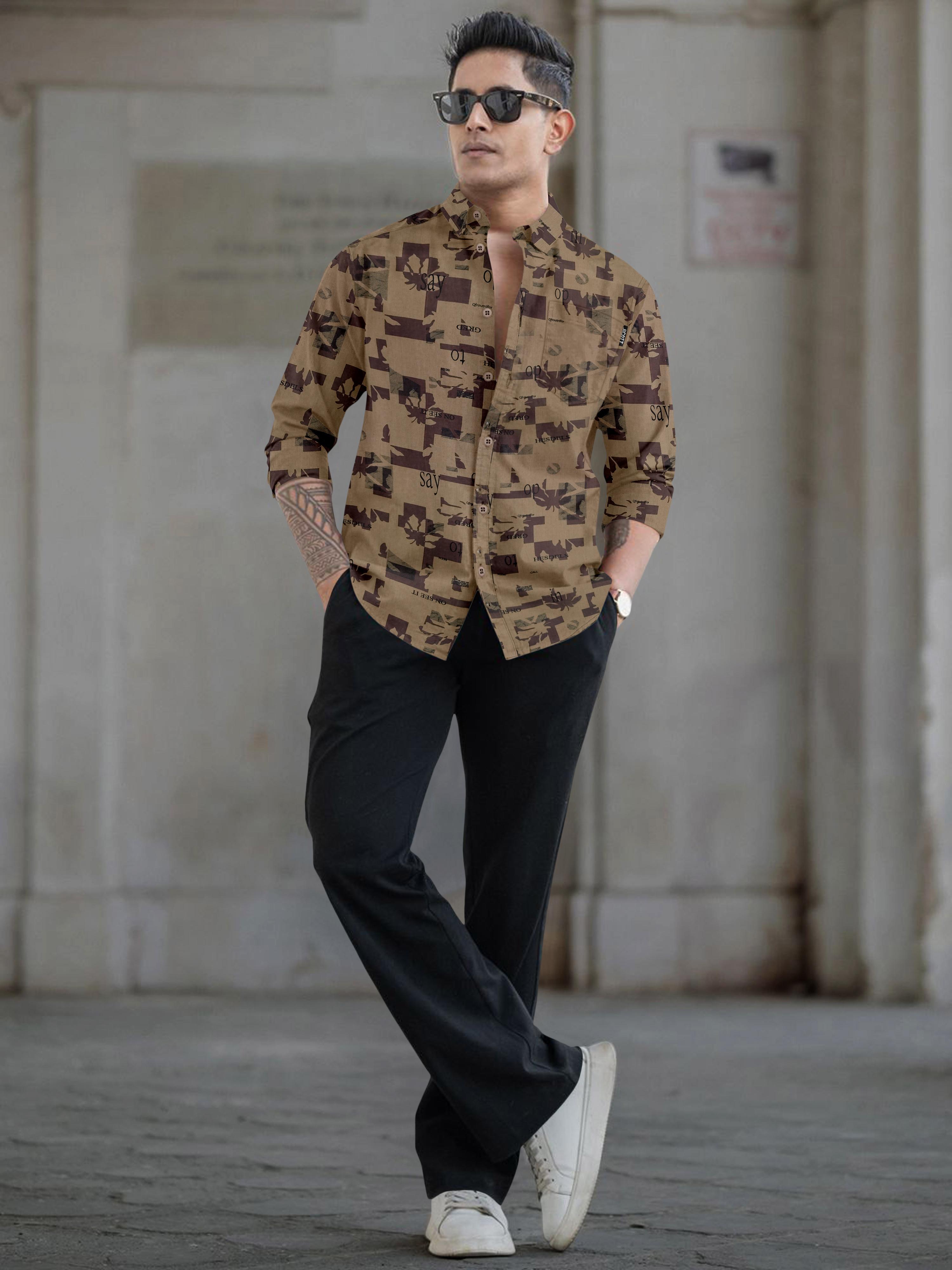 Mens printed full sleeve spread collar casual shirt Mens printed full sleeve spread collar casual shirt
