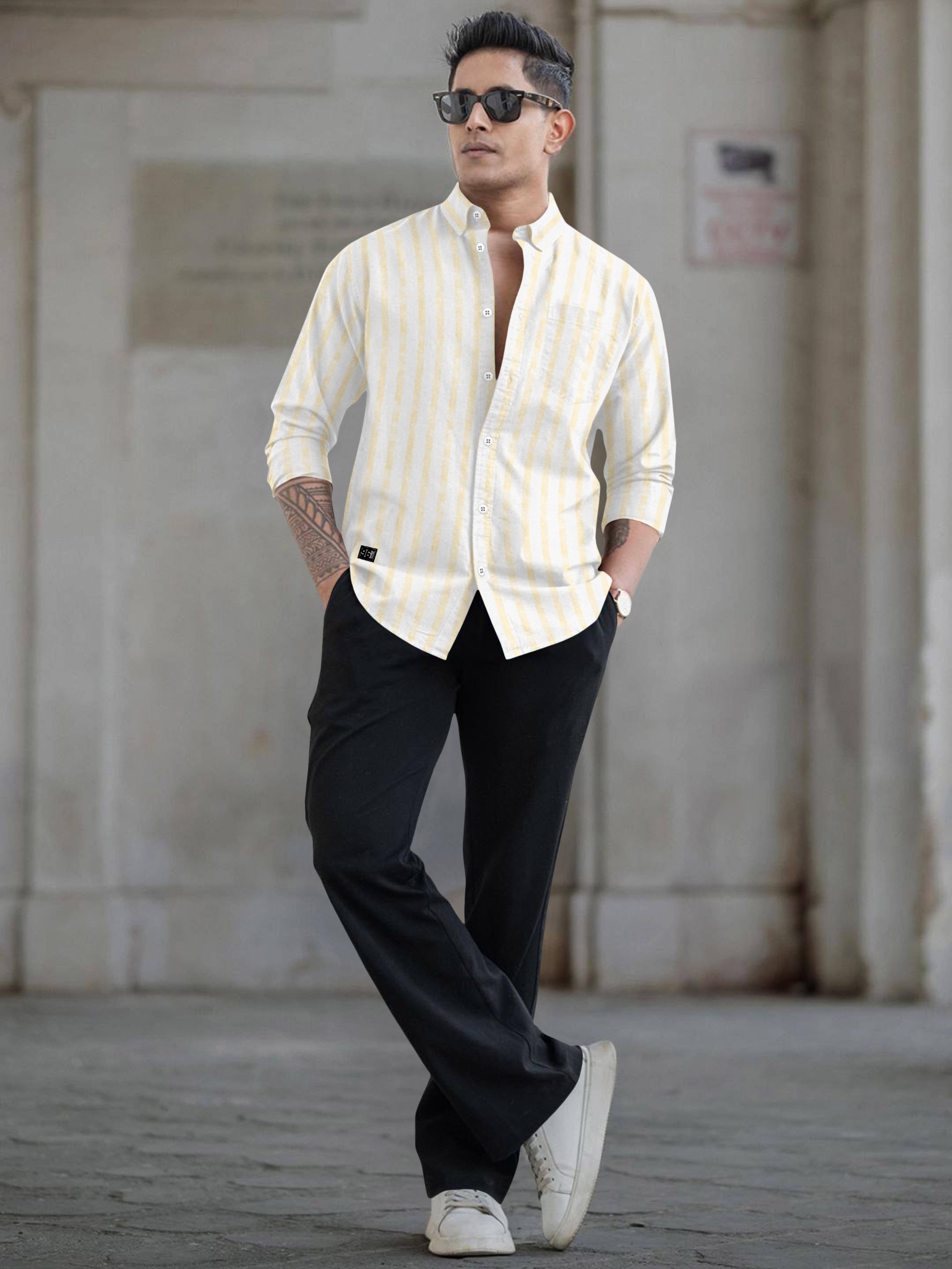 Mens vertical striped regular fit casual shirt Mens vertical striped regular fit casual shirt
