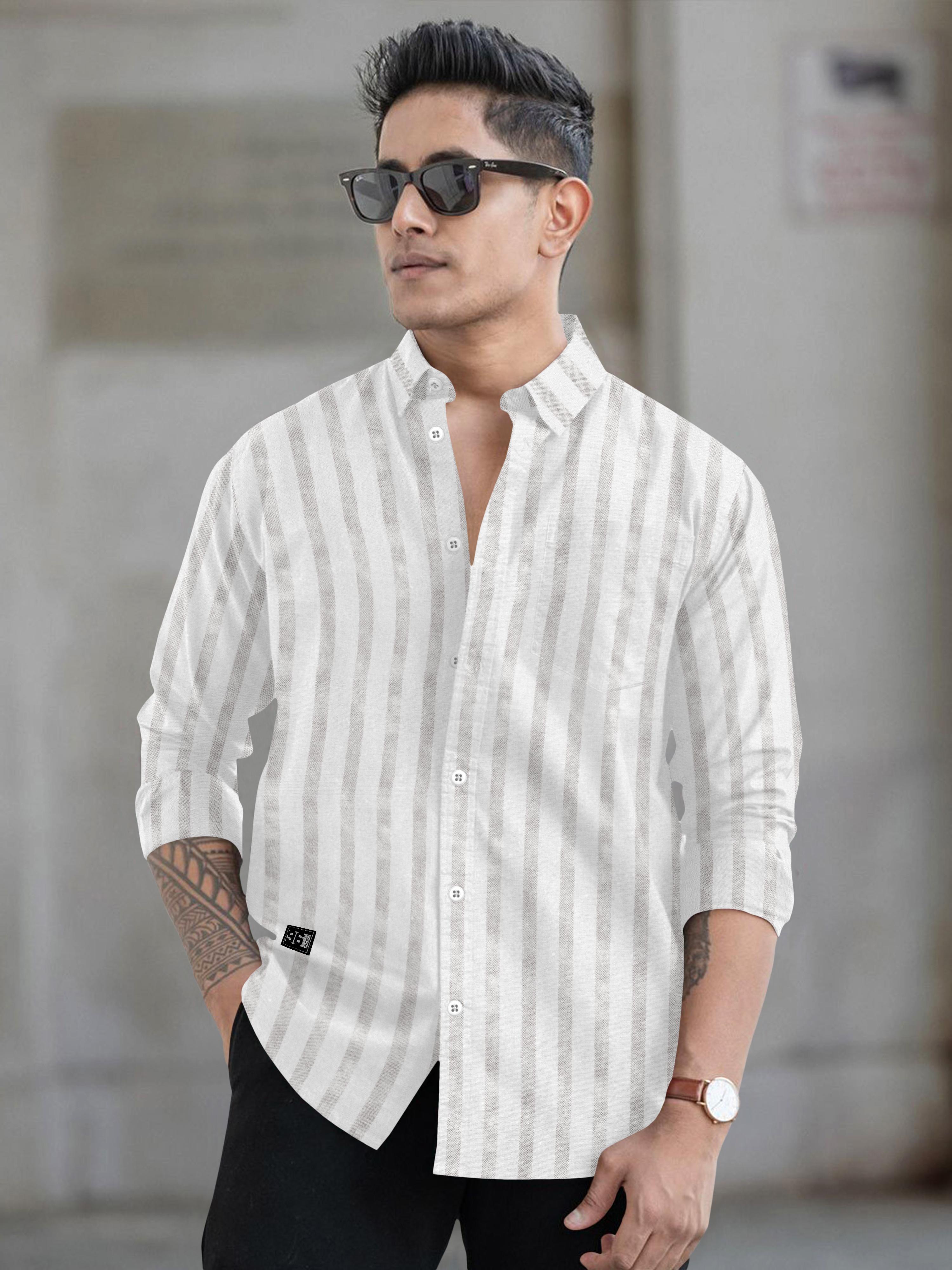 Mens vertical striped regular fit casual shirt Mens vertical striped regular fit casual shirt