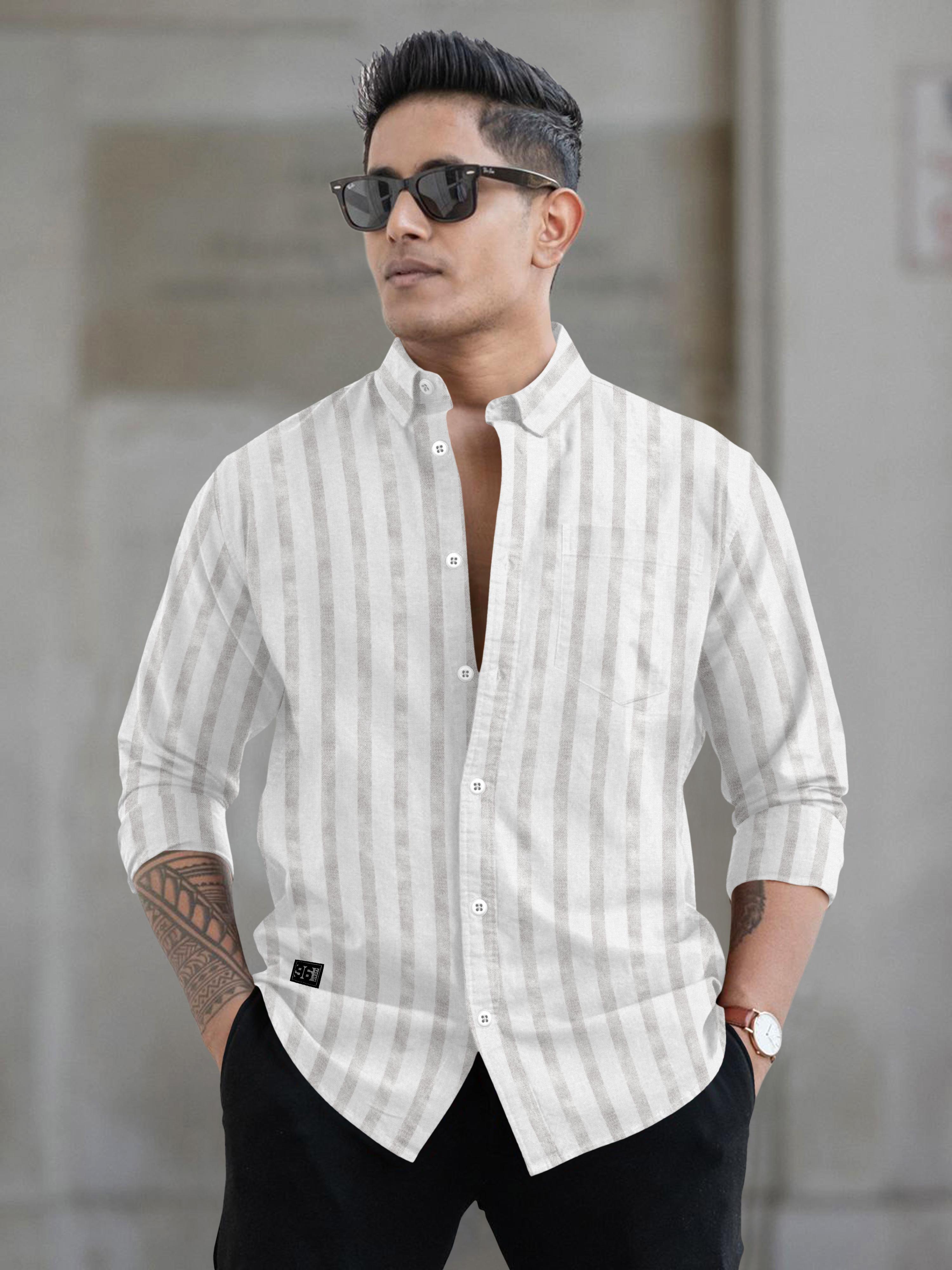 Mens vertical striped regular fit casual shirt Mens vertical striped regular fit casual shirt