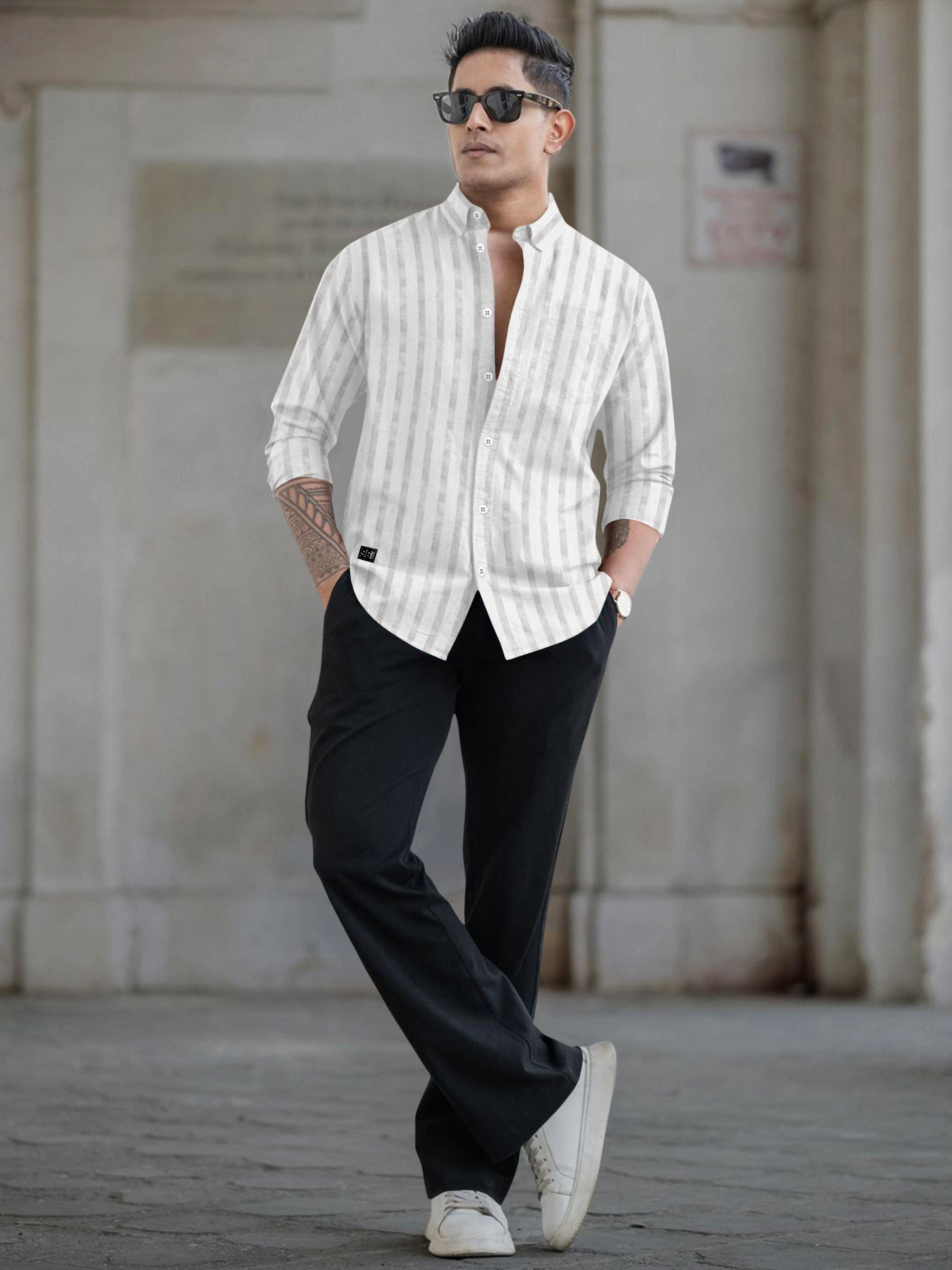 Mens vertical striped regular fit casual shirt Mens vertical striped regular fit casual shirt