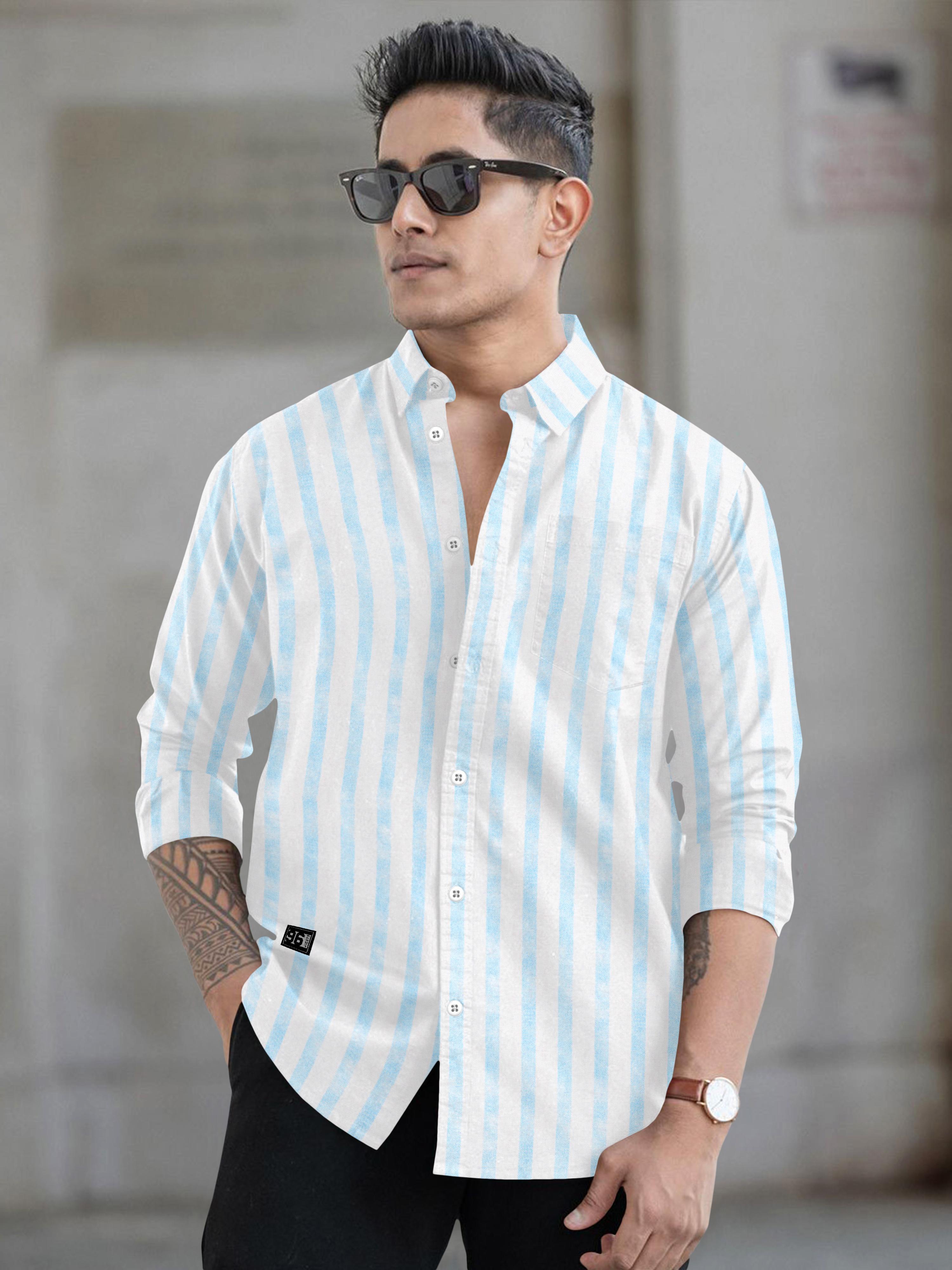 Mens vertical striped regular fit casual shirt Mens vertical striped regular fit casual shirt