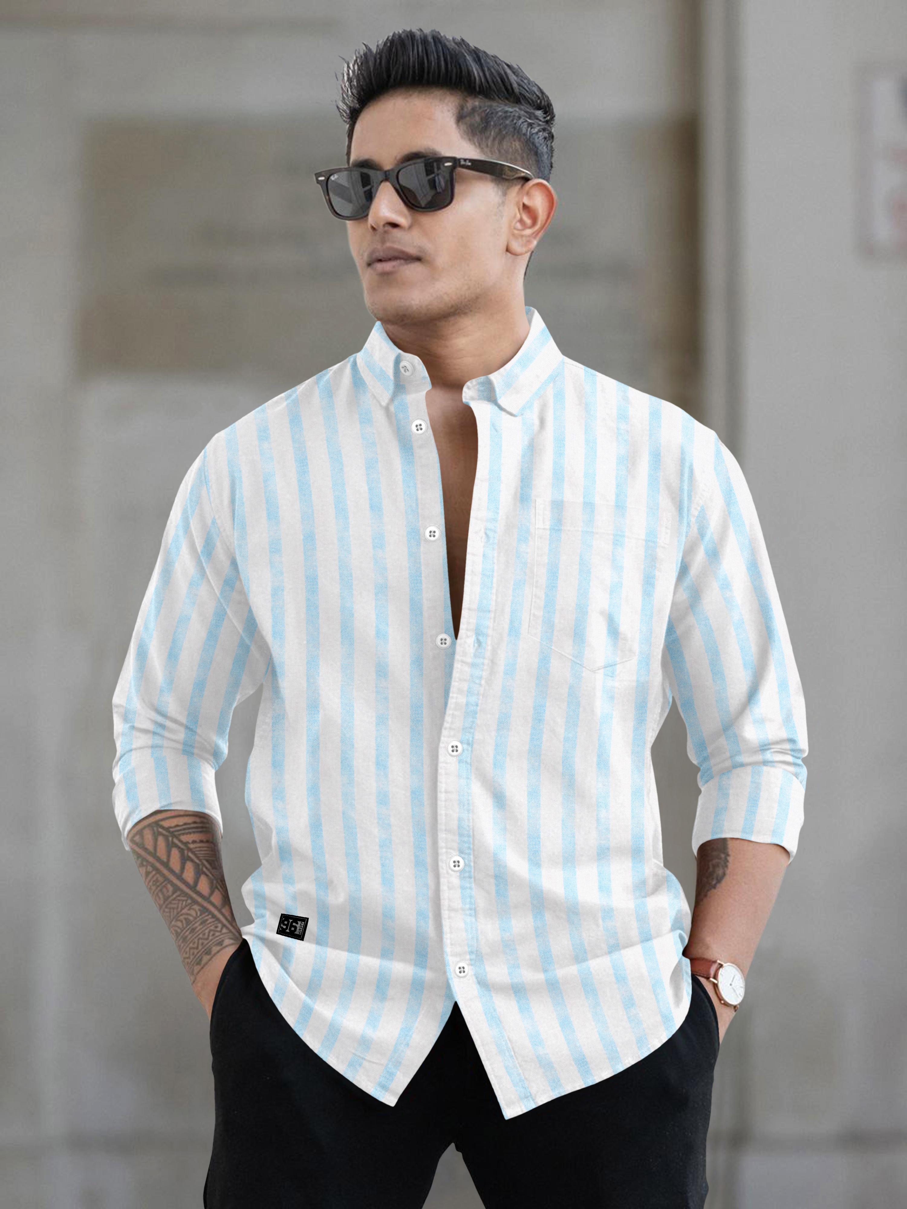 Mens vertical striped regular fit casual shirt Mens vertical striped regular fit casual shirt