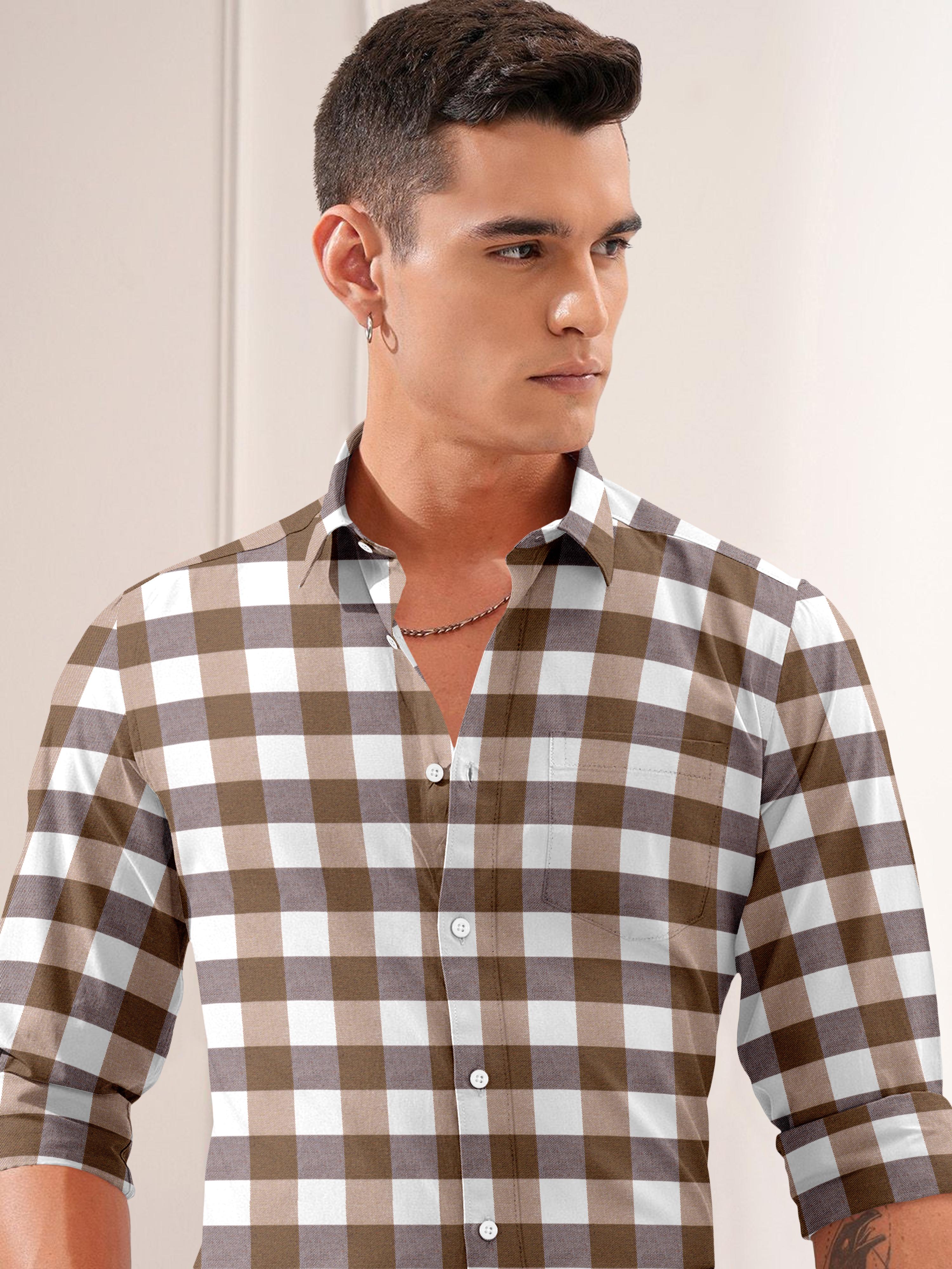 Mens Vintage Checkered Casual Shirt Mens Vintage Checkered Casual Shirt