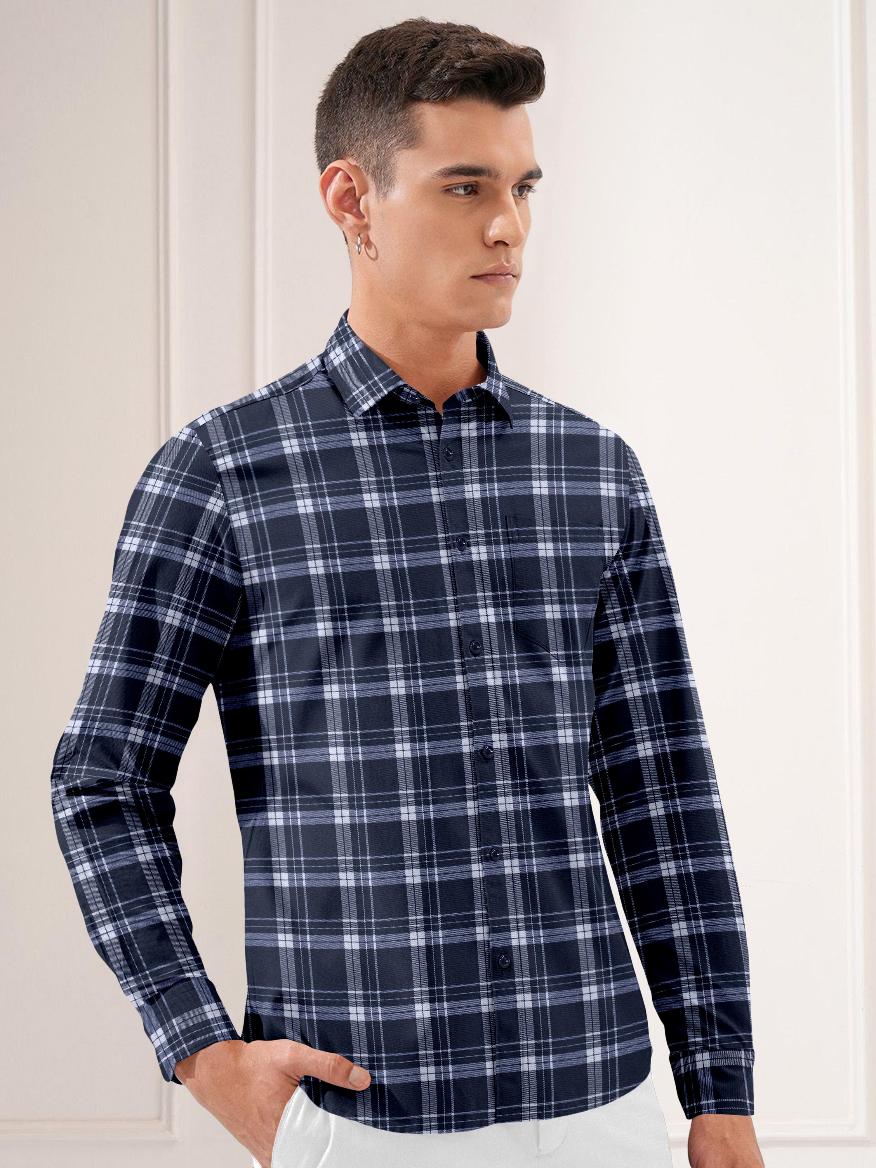 Mens Graph Checkered Casual Shirt Mens Graph Checkered Casual Shirt