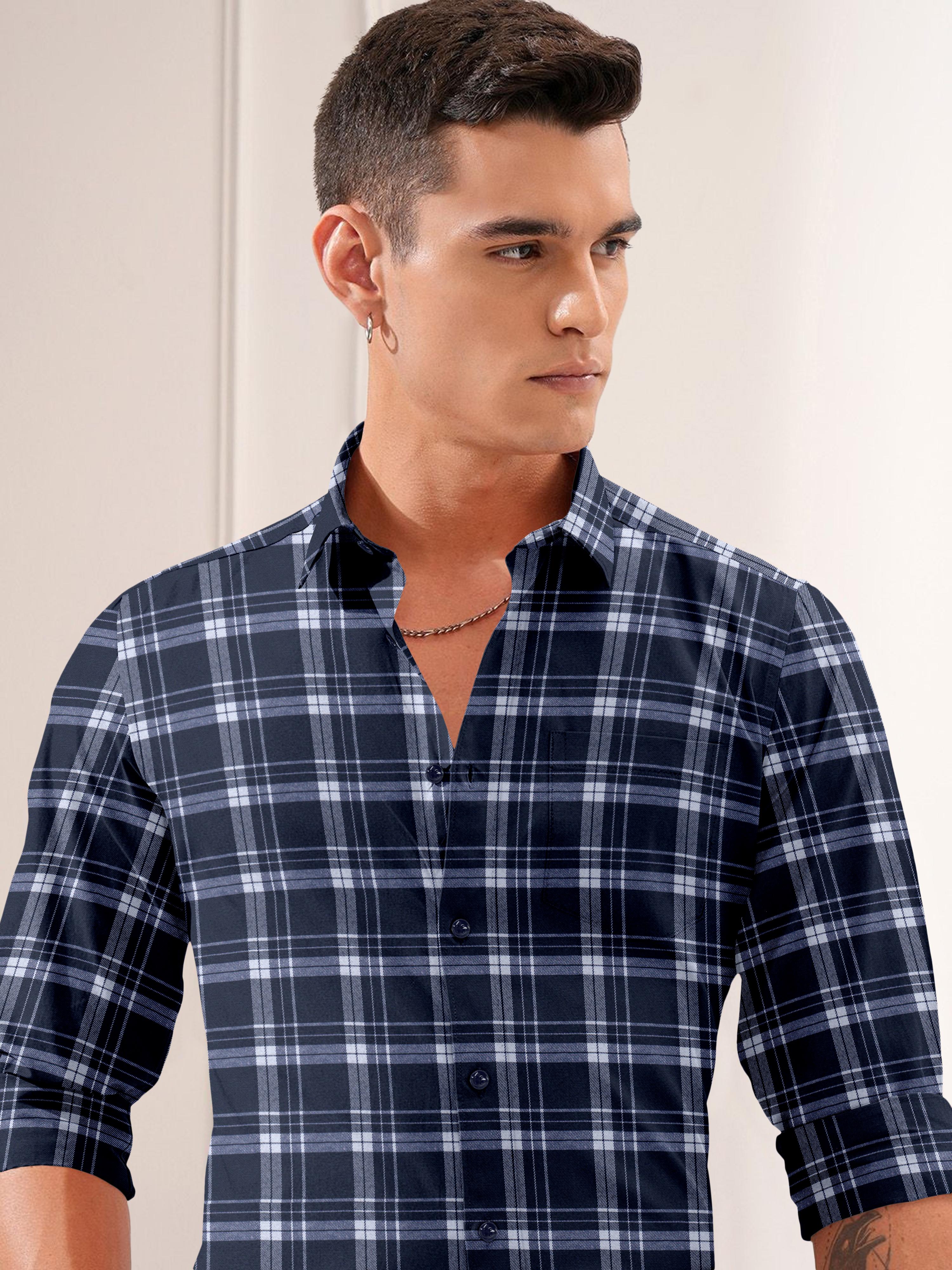 Mens Graph Checkered Casual Shirt Mens Graph Checkered Casual Shirt