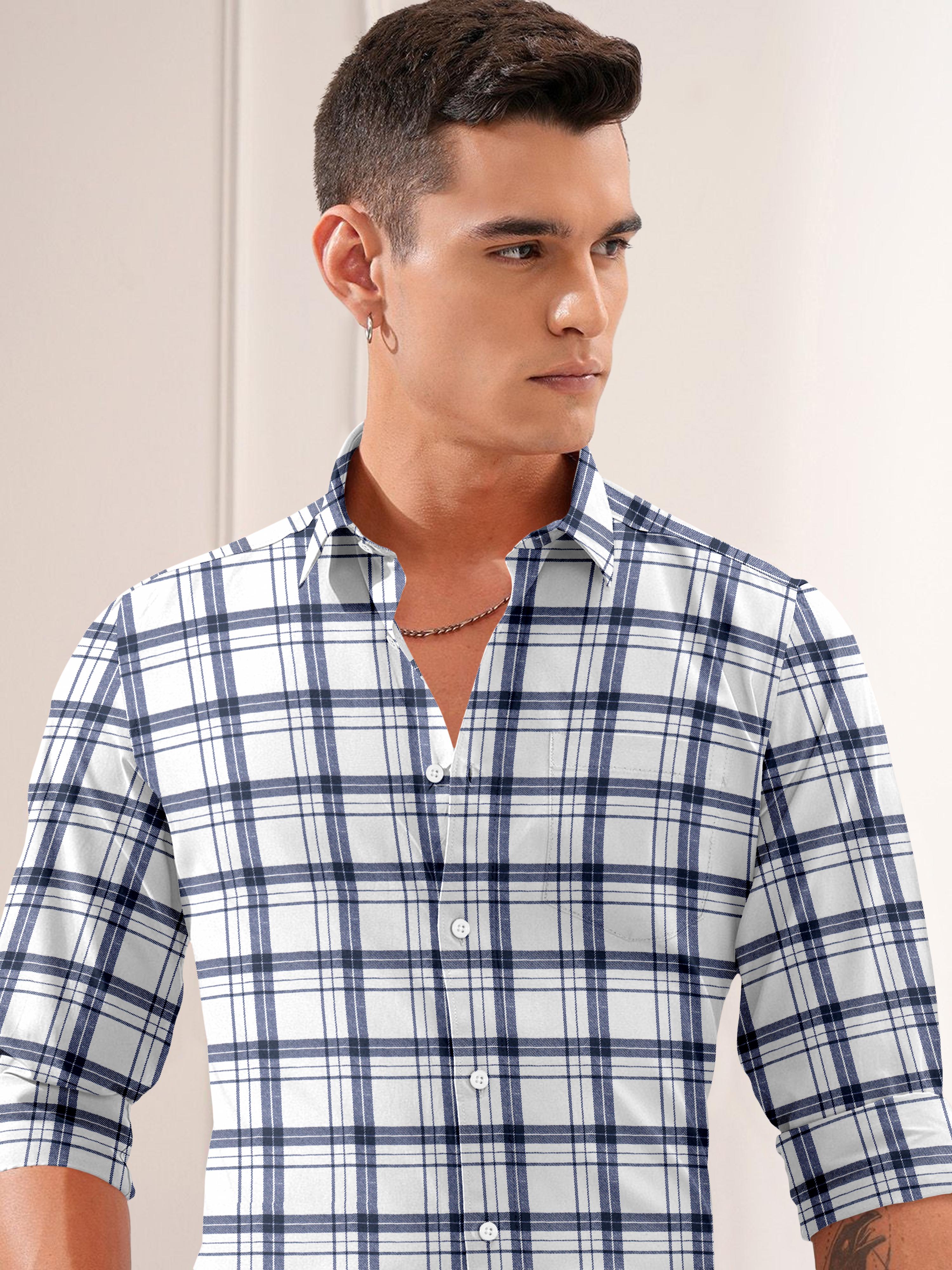 Mens Graph Checkered Casual Shirt Mens Graph Checkered Casual Shirt