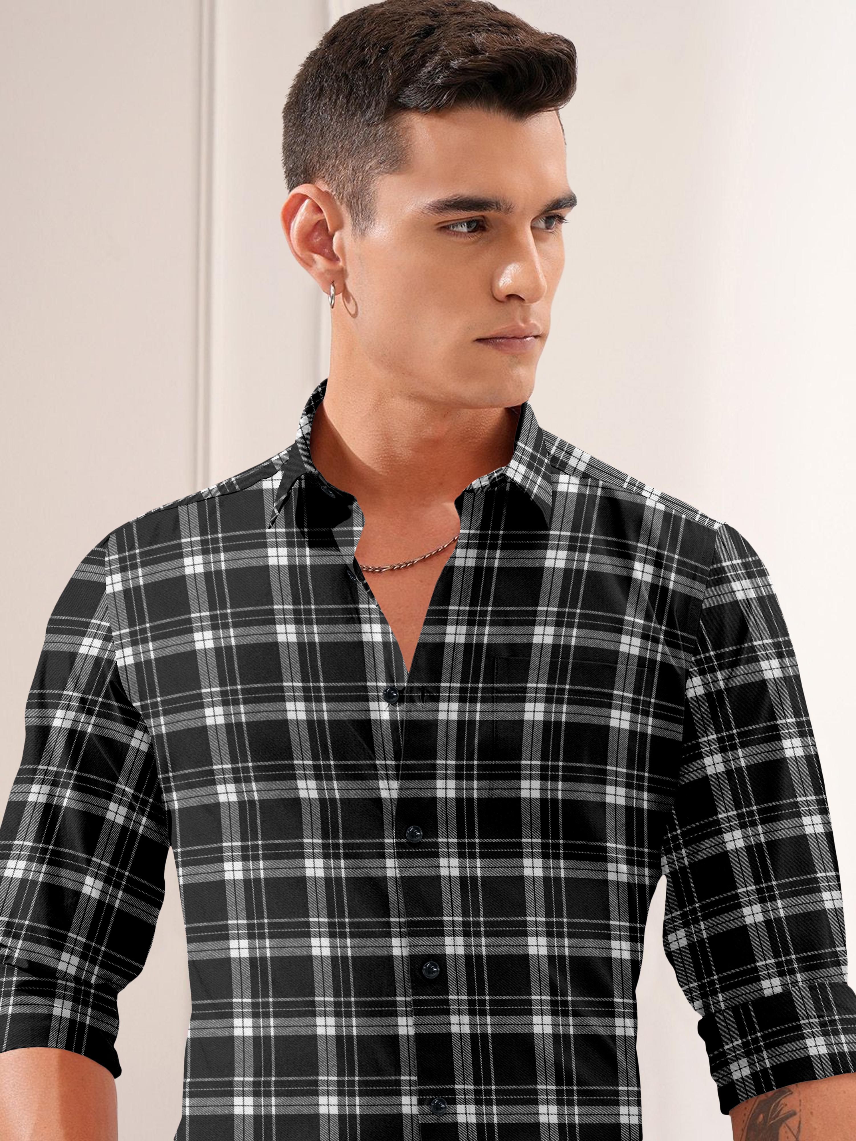 Mens Graph Checkered Casual Shirt Mens Graph Checkered Casual Shirt