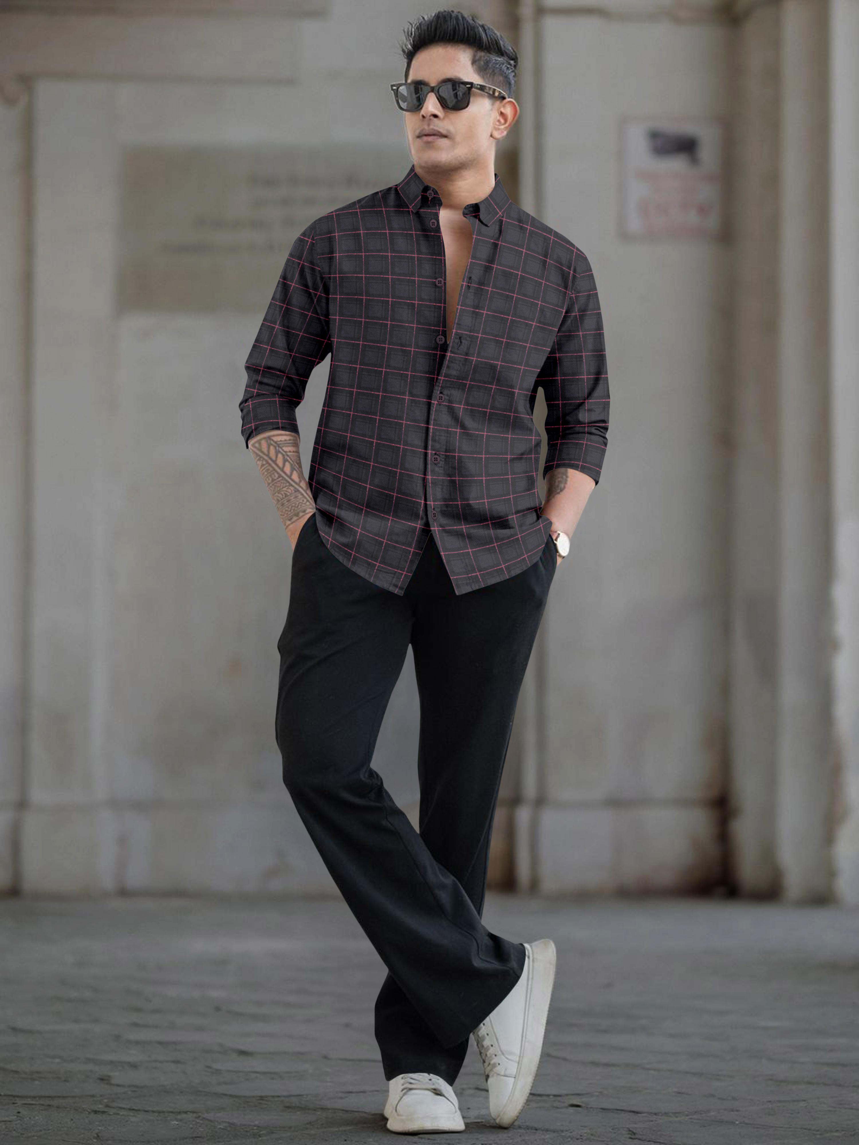 Mens Block Printed Full Sleeve Casual Shirt Mens Block Printed Full Sleeve Casual Shirt