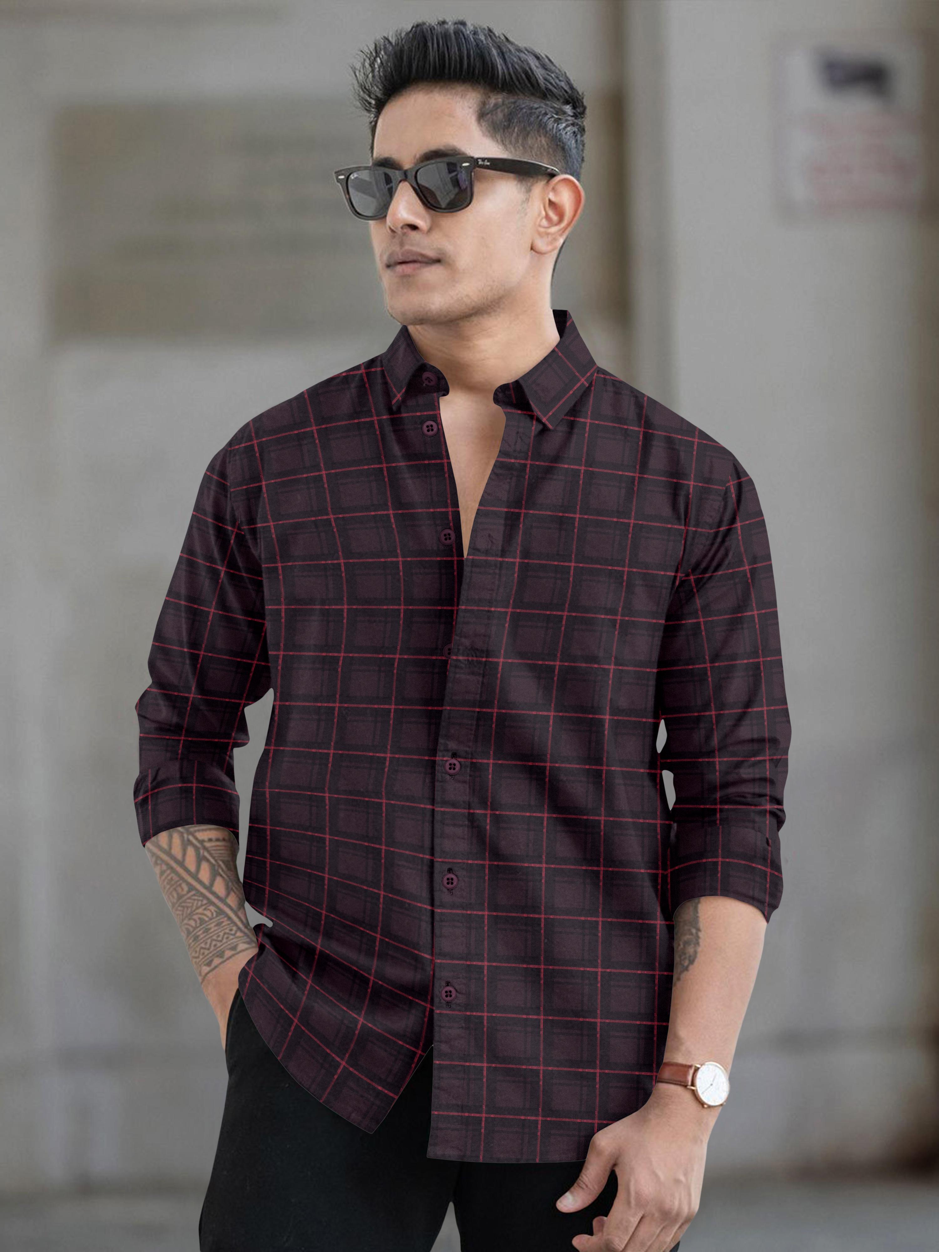 Mens Block Printed Full Sleeve Casual Shirt Mens Block Printed Full Sleeve Casual Shirt