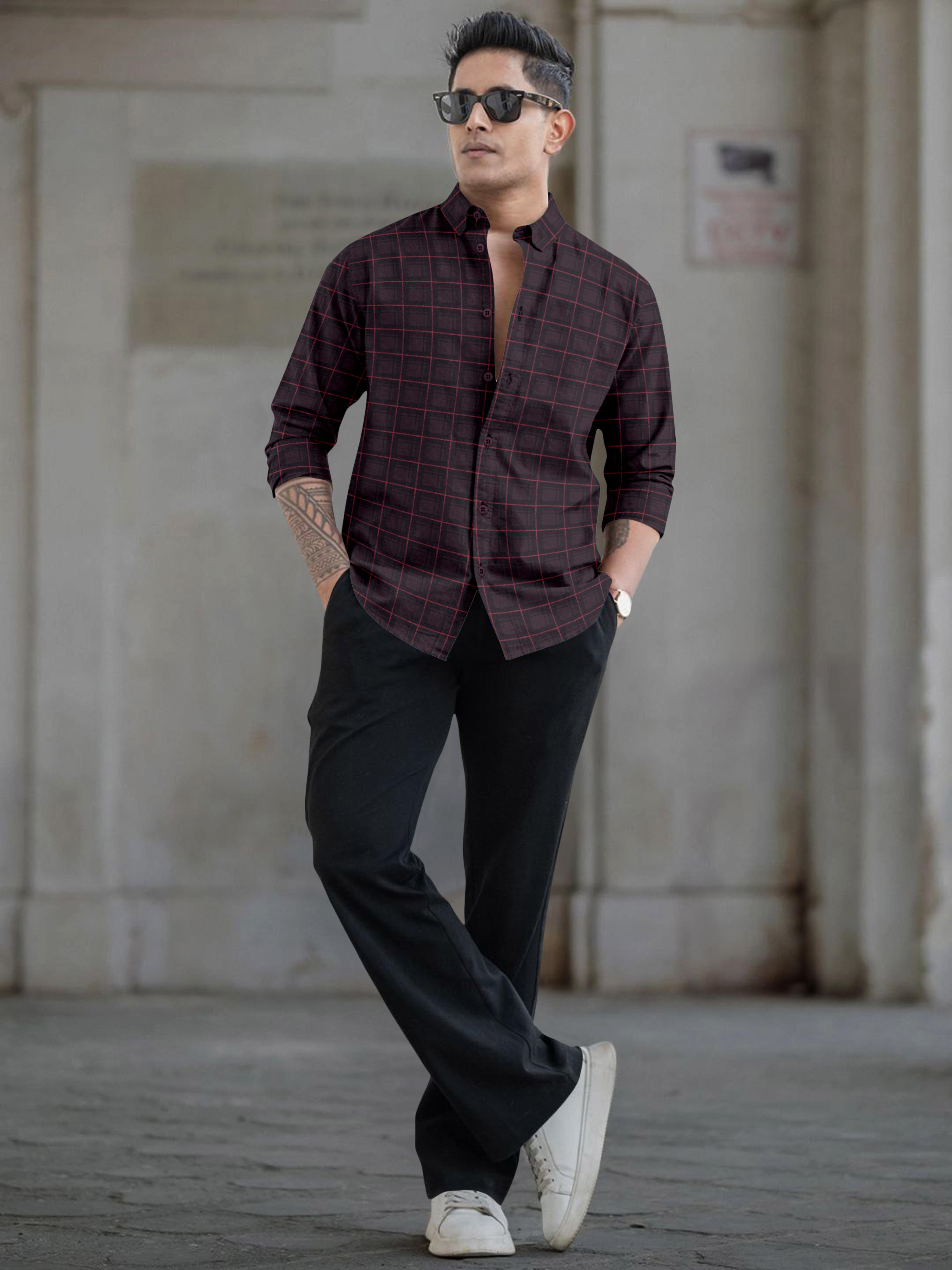 Mens Block Printed Full Sleeve Casual Shirt Mens Block Printed Full Sleeve Casual Shirt