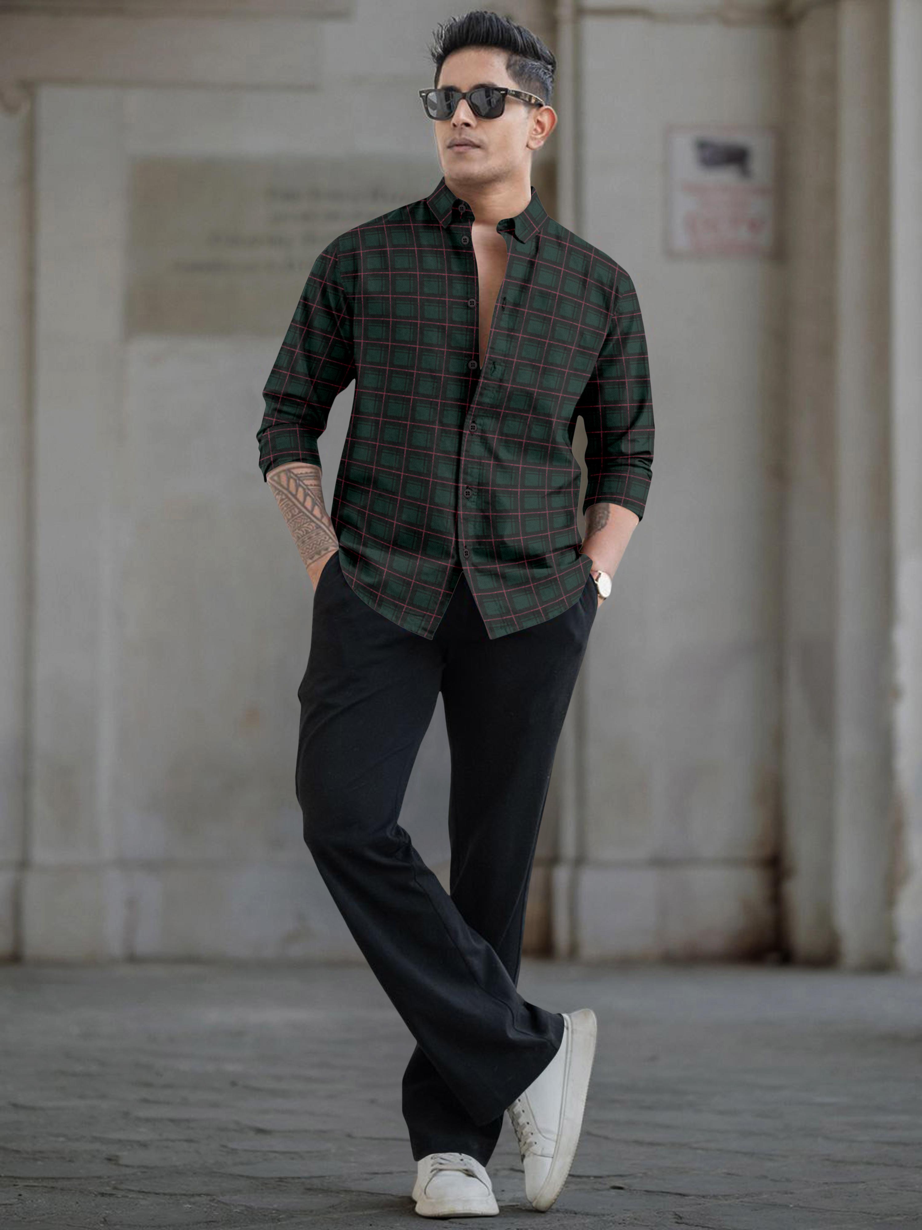 Mens Block Printed Full Sleeve Casual Shirt Mens Block Printed Full Sleeve Casual Shirt