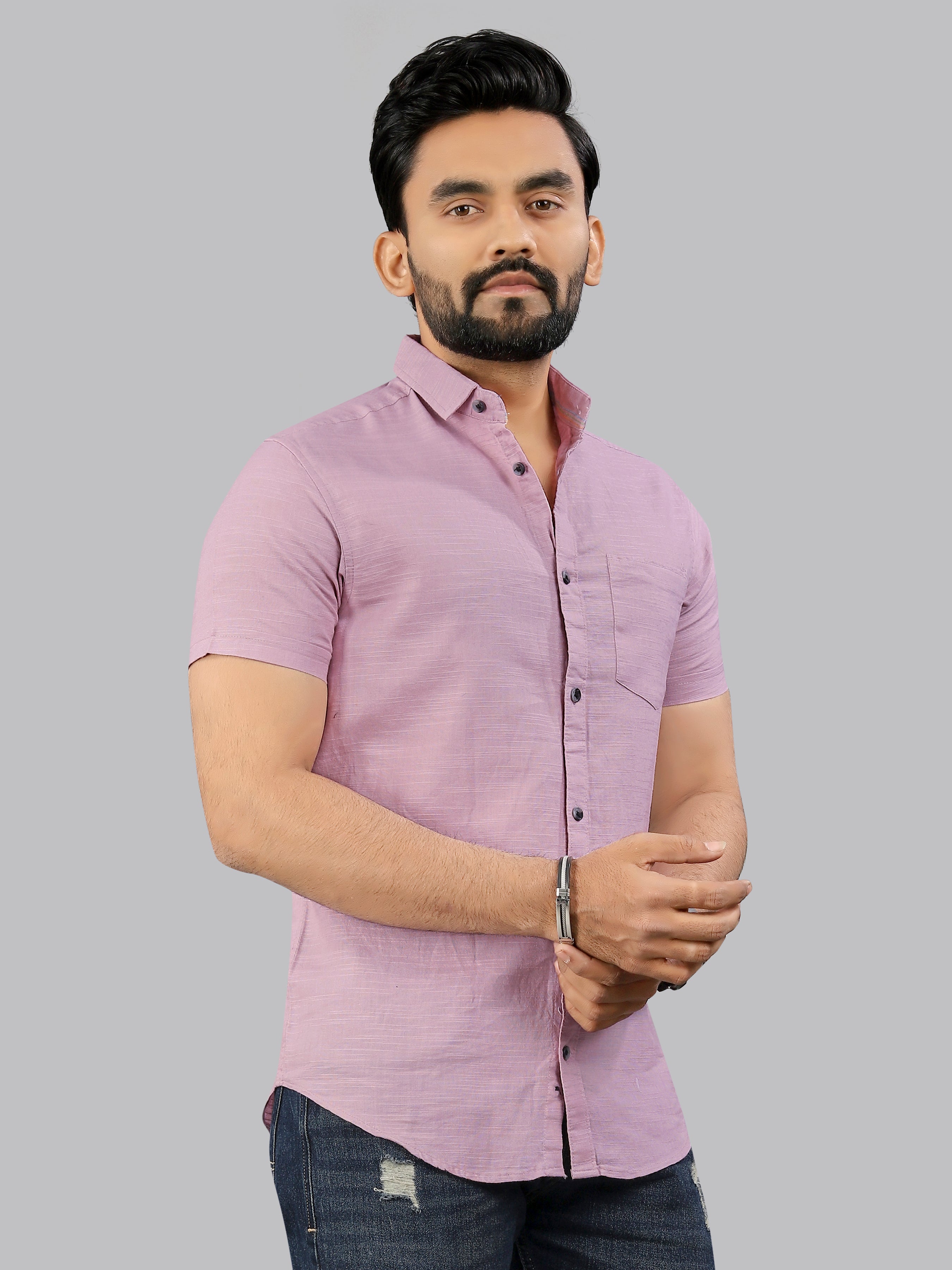 Mens Half Sleeve Cotton Casual Shirt