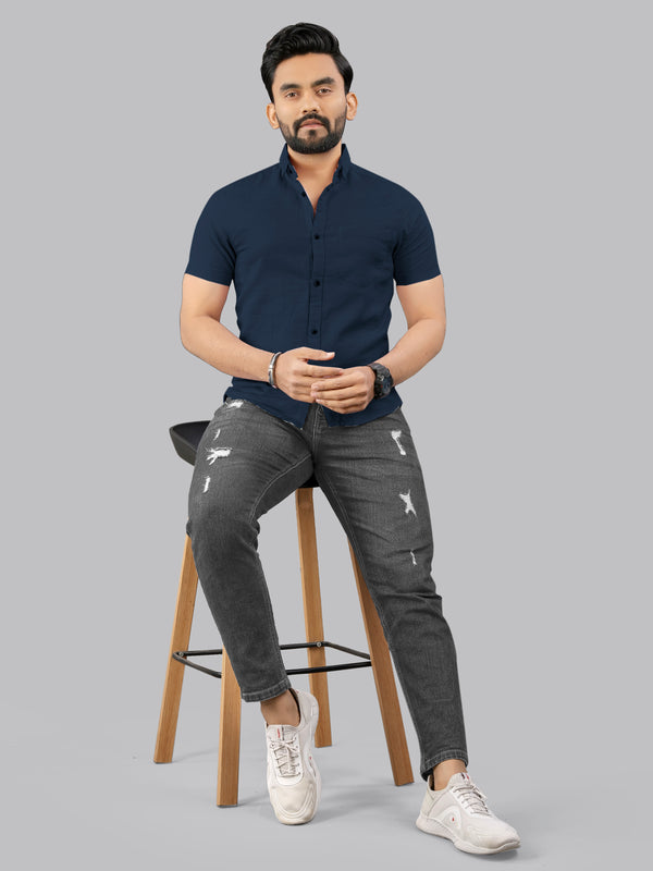 Mens Half Sleeve Cotton Casual Shirt