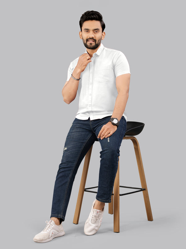 Mens Half Sleeve Cotton Casual Shirt