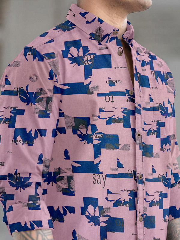 Mens printed full sleeve spread collar casual shirt