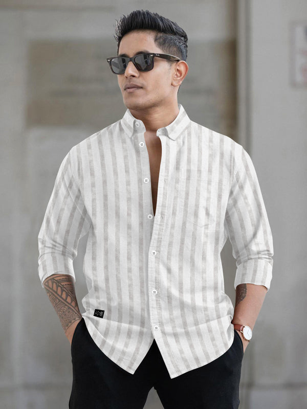 Mens vertical striped regular fit casual shirt