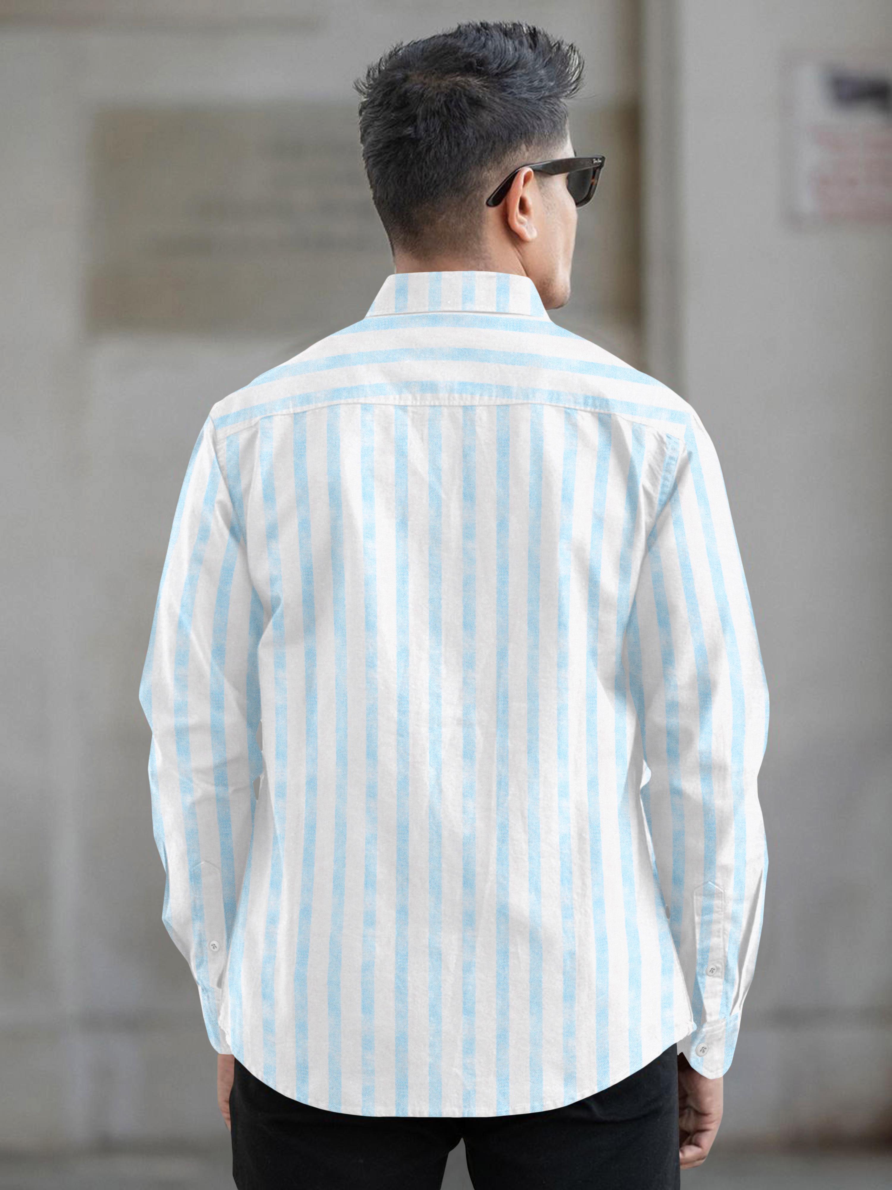 Mens vertical striped regular fit casual shirt