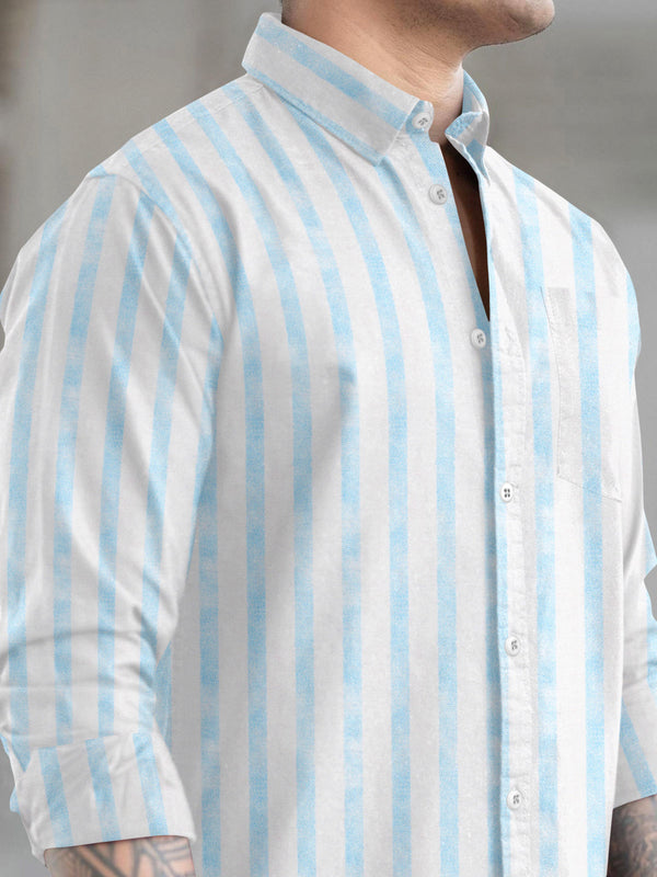 Mens vertical striped regular fit casual shirt