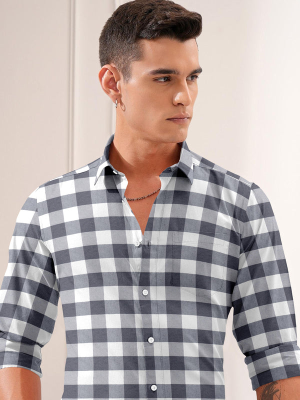 Mens Vintage Checkered Casual Shirt